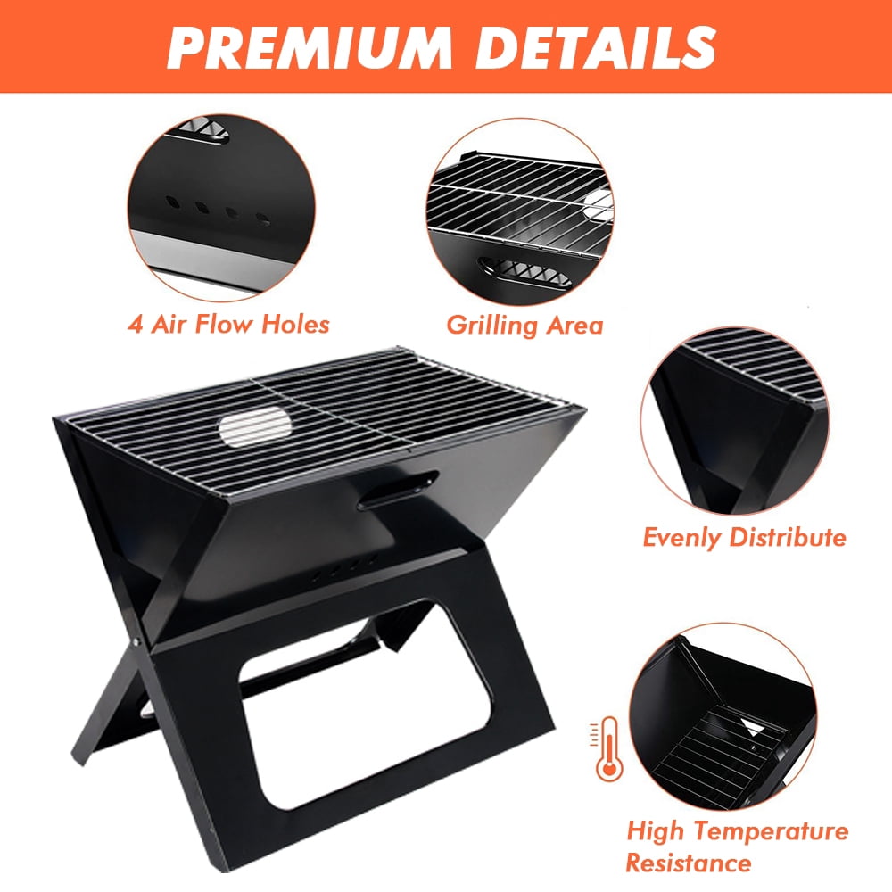 INTELIVE 17.5in Folding Camping Barbecue Grill, Portable Charcoal Grill, Foldable Camping Grill for Outdoor Barbecue Picnic