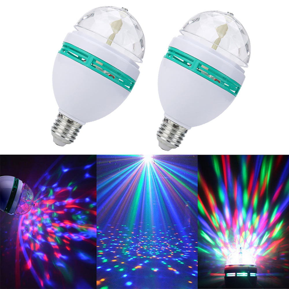 2pcs Colorful Rotating Stage LED Light Bulb Flashing Disco DJ KTV Lamp