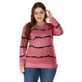 thumbnail image 3 of Frontwalk Women T-shirt Crew Neck Pullover Long Sleeve Sweatshirt Holiday Basic Tops Striped Pink M, 3 of 5
