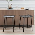 thumbnail image 2 of Duhome Counter Height Bar Stools Set of 2, Faux Leather Tufted Barstool Upholstered for Restaurant Bar, Gray, 2 of 5