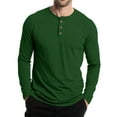 thumbnail image 5 of Hearthz Men's Henley Shirts Long Sleeve Fall 3-Button Solid Color Workout Shirts for Men Crewneck Sports Baseball Jerseys T Shirts, 5 of 7
