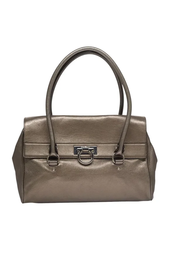 Pre-Owned Salvatore Ferragamo Sofia Satchel Leather Silver Leather Handbag