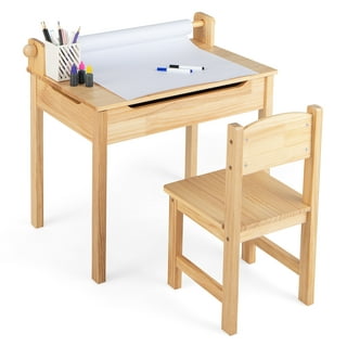 Kids Art Table and Chairs Set Craft Table with Large Storage Desk and  Portable Art Supply Organizer for children ages 8-12, 47L x 30W 