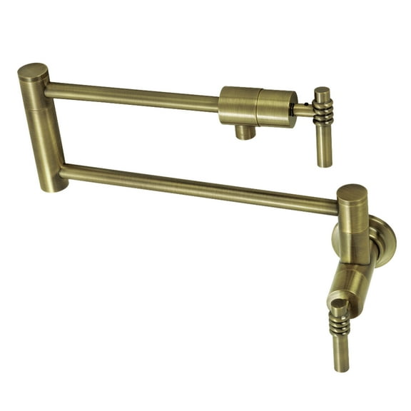 Kingston Brass KS4103ML Milano Two-Handle 1-Hole Wall Mount Pot Filler Faucet in Antique Brass