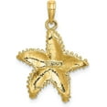 thumbnail image 3 of Solid 10K Yellow Gold Starfish W/Beaded Texture Charm, 3 of 6