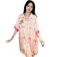thumbnail image 5 of Camisón de seda de hielo con estampado de flores de estilo chino para mujer, ropa de dormir suelta y cómoda, vestido de noche de verano, 5 of 5