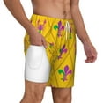 thumbnail image 3 of Balery Mardi Gras Crayfish and Fleur de lis Mens Swim Trunks Swim Shorts for Men Quick Dry Inseam Beach Shorts with Compression Liner Pocket-Large, 3 of 9