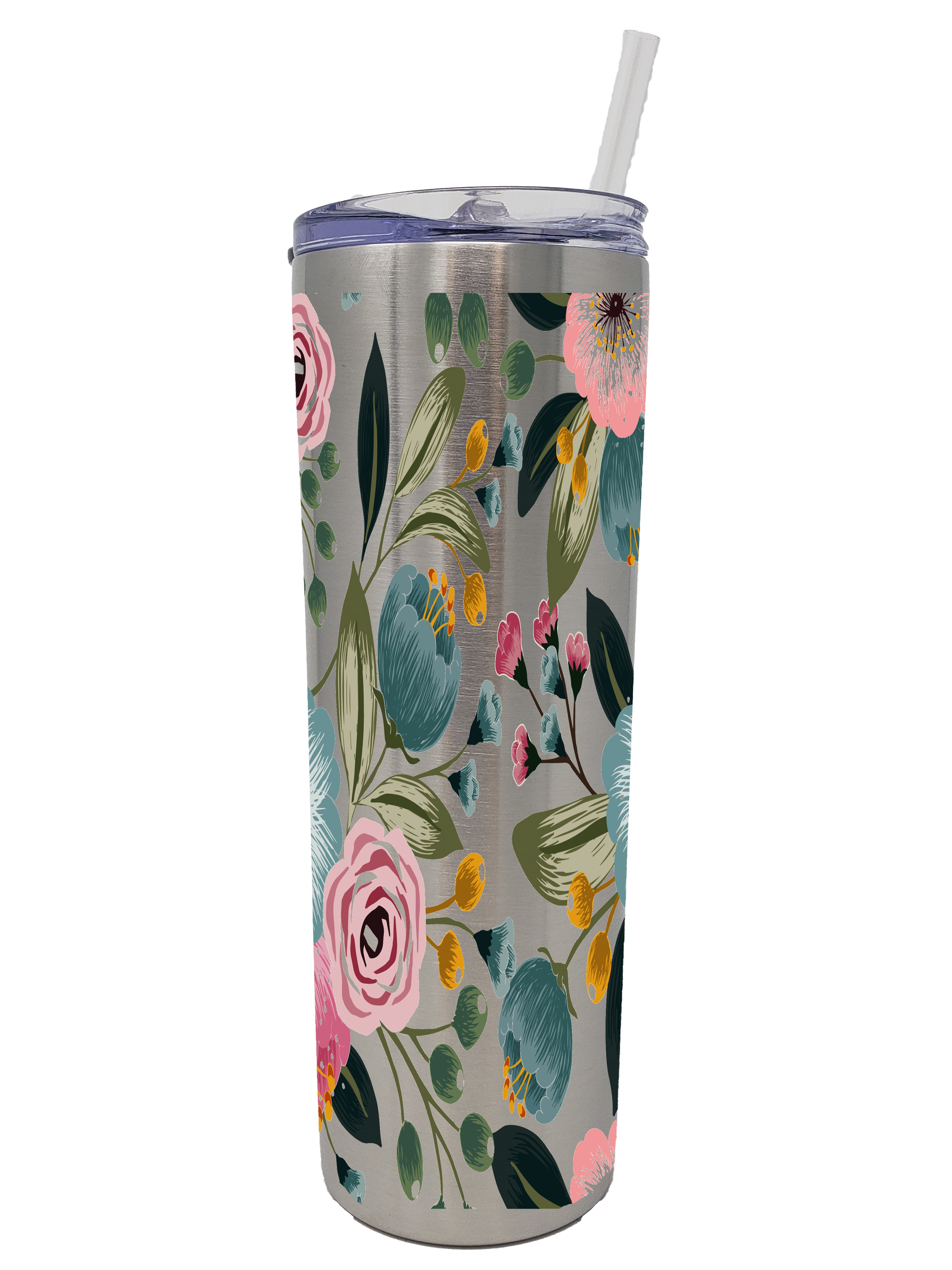 20 Oz Stainless Steel Skinny Tumbler With Lid And Straw