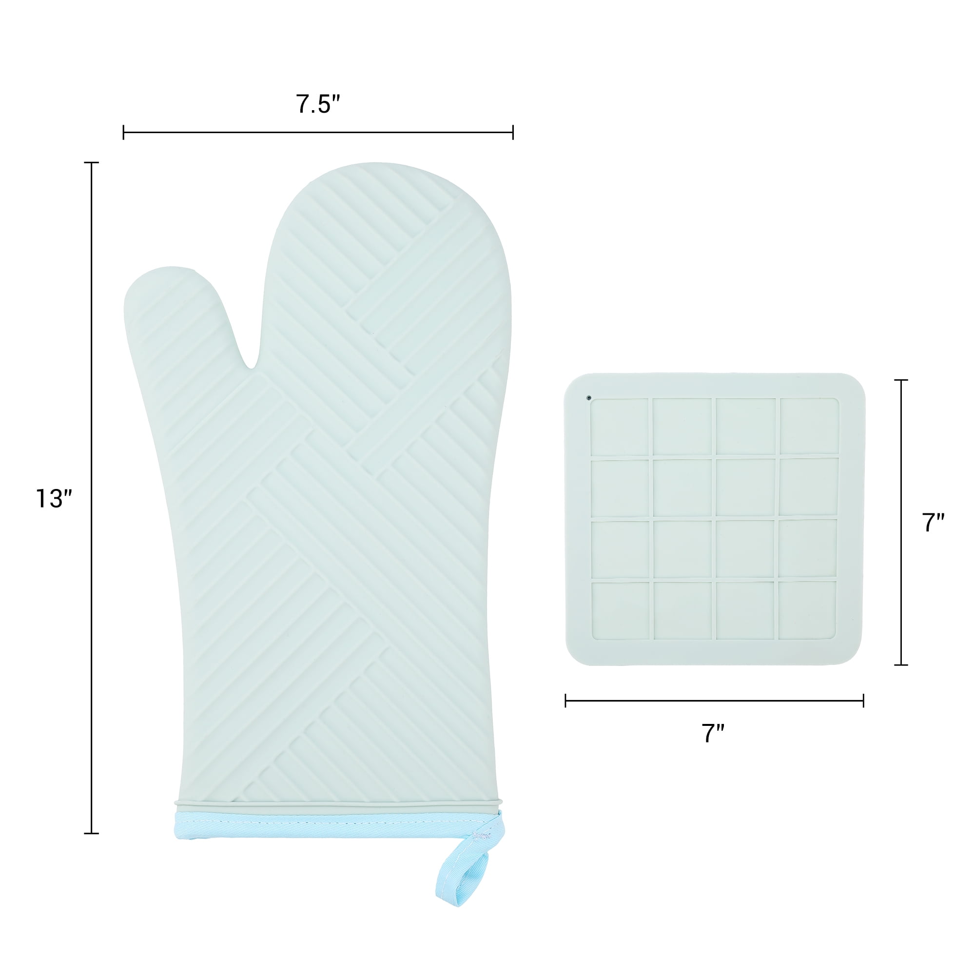 REGALWOVEN Oven Mitts and Pot Holders Sets of 4, Heat Resistant and Non-Slip Turquoise 13x7.5inch