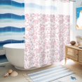 thumbnail image 5 of No Hook Shower Curtain, Pink Flower Shower Curtains for Bathroom with See Through Top Window, Vintage Farmhouse Boho Leaf Spring Solid Waterproof & Washable Bath Curtain 60"x72", 5 of 9