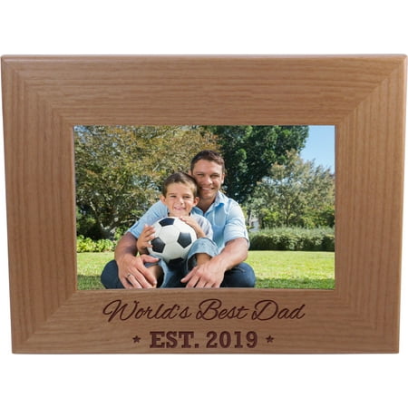 World's Best Dad EST. 2019 4-inch x 6-Inch Wood Picture