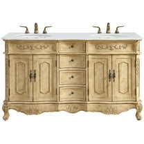Elegant Kitchen and Bath 60 inch Double Bathroom vanity in Antique Beige