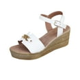 thumbnail image 2 of Cethrio Wedge Sandals for Women 2025, Open Toe Summer Ankle Strap Holiday Womens Footwear White Size 6.5, 2 of 7