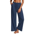 thumbnail image 2 of Edvintorg Wide Leg Yoga Pants for Women Plus Size Fashion Lightweight Stretch Loose Trouser Elastic Waisted Workout Pant with Pocket Womans Clothes Navy S-3XL, 2 of 6