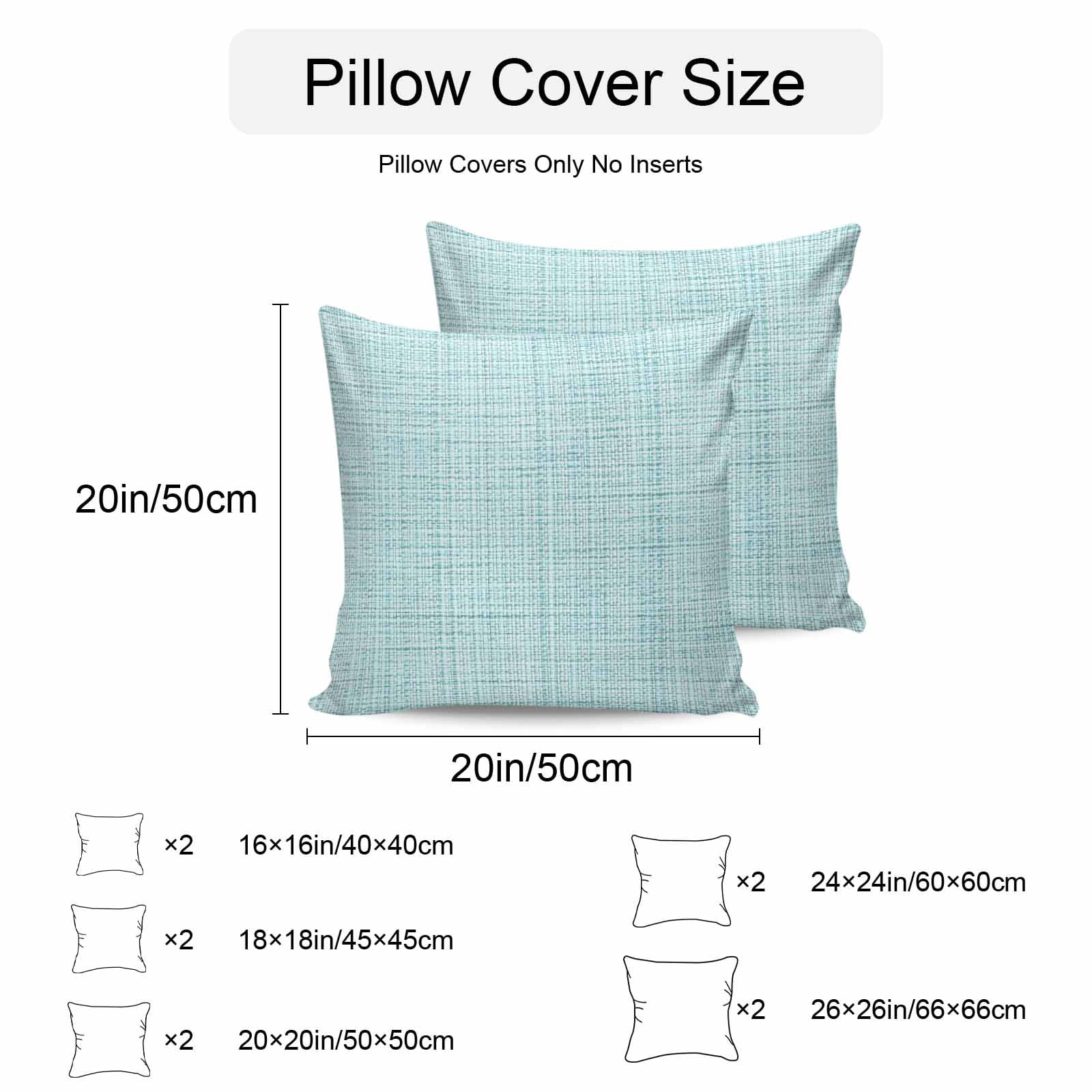 Outdoor Waterproof Throw Pillow Covers Set of 2 Teal Linen Texture Decorative Pillowcases Square Outdoor Pillows Cushion Case 18x18 Inch Solid Color Patio Pillows for Couch Sofa Bed Garden