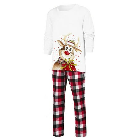 

Nomeni Christmas Pjs Deer Plaid Print Long Sleeve T Shirt Top And Pants Xmas Sleepwear Holiday Family Matching Pajamas Outfit