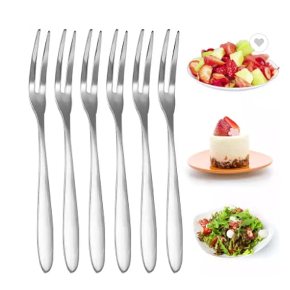 12 Piece Stainless Steel Mini Fork Set, 2 Prong Fruit Appetizer and Dessert Forks, Cocktail Picks for Snacks, Cake and Party Serving TIKA