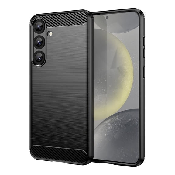 Rosebono Compatible With Samsung Galaxy S24 / Samsung Galaxy S25 Carbon Fiber Texture Pattern TPU Case (Black)
