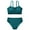 Dark green, variant on Girl's Cute Two Piece Ribbed Swimsuit Adjustable Spaghetti Strap Wireless Bikini Set 8-13 Years