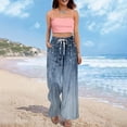 thumbnail image 7 of Dress Pants Women Petite High Waisted Wide Leg Summer Beach Vacation Pants Boho Lounge Casual Palazzo Trousers, 7 of 7