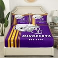 thumbnail image 2 of American Football City Bed Sheets Football Gifts For Boys Kids Full Bed Set, Sports Team Style Fitted Sheet For Teen Girls Football Helmet Sheets, Purple Yellow White (Minnesota), 2 of 4
