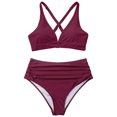 thumbnail image 4 of Gibobby Trajes de Baño para Mujer Bikini de cintura alta para mujer, bañadores sexys de dos piezas con realce, traje de baño Vintage, conjunto de Bikini (Vino,M), 4 of 5