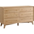 thumbnail image 3 of OKD Mid Centry Modern 6 Drawer Dresser for Bedroom, Living Room, Hallway, Kids Bedroom,54'' wood dresser, Natural Oak, 3 of 7