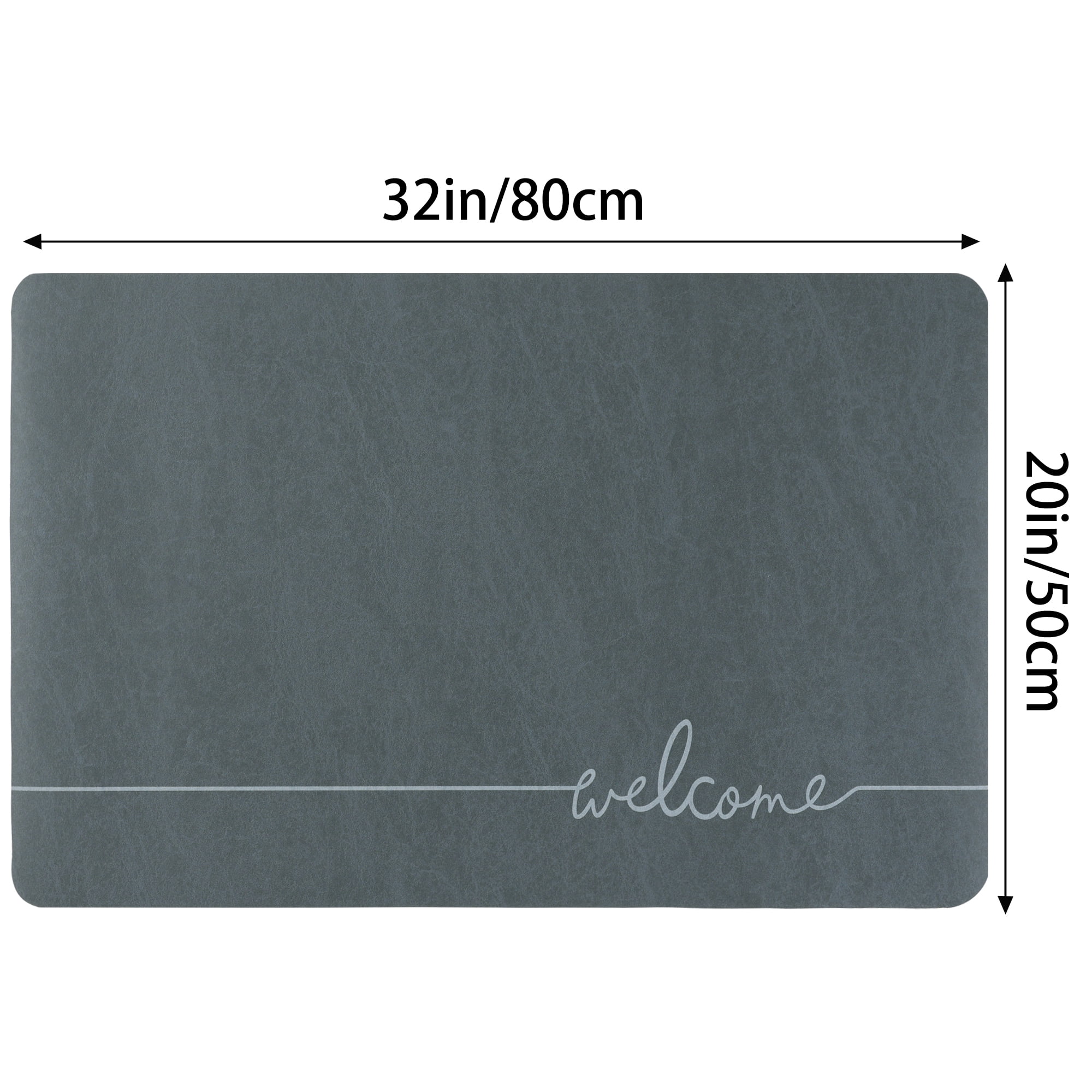 Unique Bargains Absorbent Bath Mat Non-Slip Floor Rug for Bathroom Kitchen Shower Sink Navy Blue Welcome-3 20"x32"