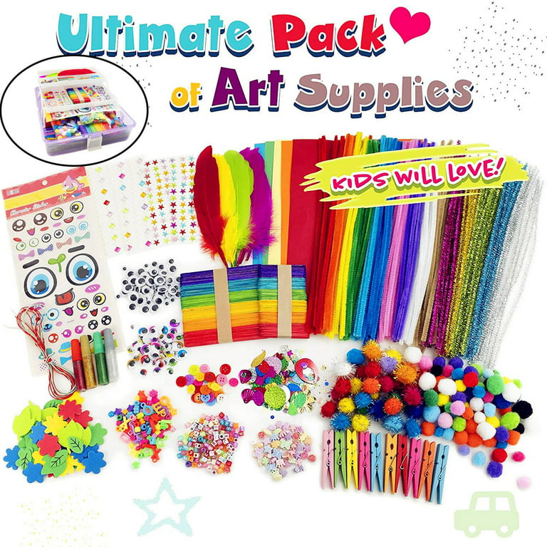 1000pcs Ultimate Art Supplies for Kids Craft Art Kit for Boys Girls All in One Crafting School Kindergarten Supplies Arts Crafts 3 Layered Great Gift