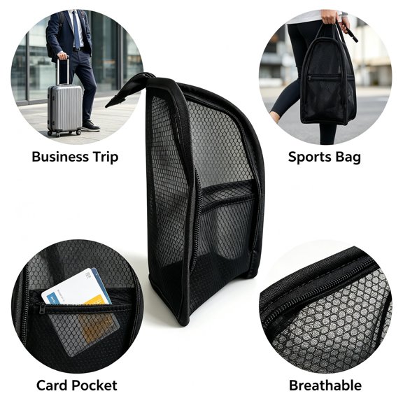 Standing Toiletry Bag, Lightweight Travel Toiletry Bag, Mesh Large Capacity Cosmetic Waterproof Bag, Foldable Hanging Travel Toiletry Bag Cosmetic Organiser Storage, Black