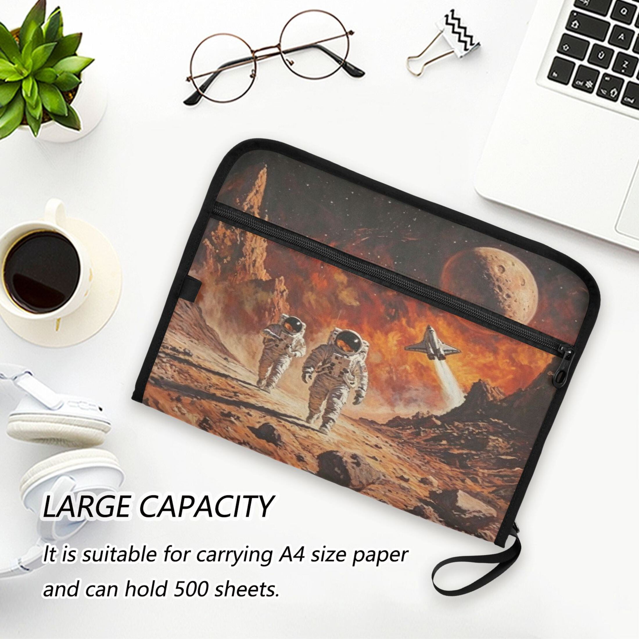 13-Pocket Expanding File Folder—Nylon Accordion File Organizer with Handwritten Labels, Mars Walk
