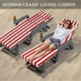 thumbnail image 3 of 72" ×21" Outdoor Chaise Lounge Cushion, 3" Thick High-Density Foam Fill, with Removable Headrest, Waterproof Fade Resistant, Replacement Cushion for Lawn Pool (Red White Stripes 2PCS), 3 of 8