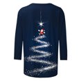 thumbnail image 5 of Christmas Shirts for Women 3/4 Length Sleeve Tshirts Xmas Print Plus Size Graphic Tees Holiday Pullover Tops (XL, Dark Blue), 5 of 5