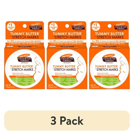 (3 pack) Palmer s Cocoa Butter Formula Tummy Butter for Stretch Marks before during and after Pregnancy 4.4 oz.