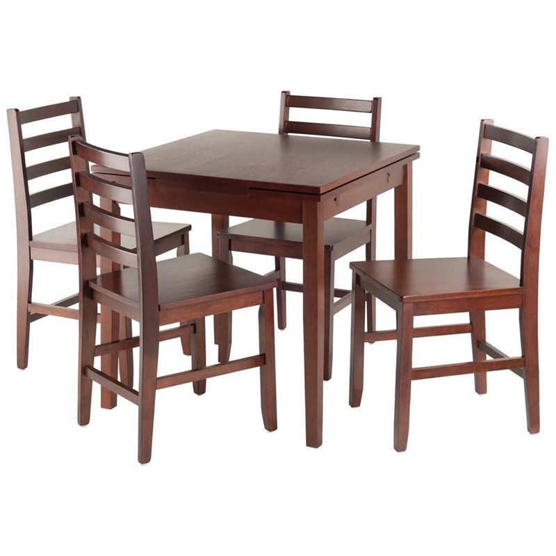 Pulman 5PC Set Extension Table with Ladder Back Chairs