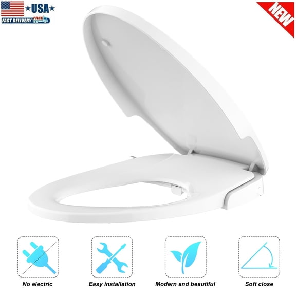 Bidet Toilet Seat Non-Electric Elongated Bidet Toilet Seats with Dual Nozzle US