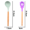 thumbnail image 2 of Juego de utensilios de cocina de silicona de 2 piezas, utensilios de cocina de silicona antiadherentes sin BPA con mango de madera, 2 of 5