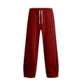 thumbnail image 4 of Zylanna Men's Sweatpants with Side Pockets, Solid Color Drawstring Elastic Waist Baggy Breathable Activewear Jogger Pants for Sports Red, 4 of 9