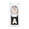 thumbnail image 2 of Time and Tru Goldtone and Faux Leather Heart-Shaped Keyring and Adhesive Phone Wallet, Initial Letter A, 2 Pieces, Black and Ivory, 2 of 3