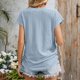 thumbnail image 4 of Blusa de Manga Corta, Color Sólido Casual, Camiseta de Bolsillo con Cuello en V para las Mujeres, 4 of 9