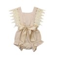 thumbnail image 1 of Infant New Born Girls Pure Romper with Ruffled Sleeves Big Bow, 1 of 9