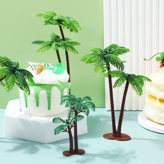 BESTYASH Coconut Tree Cake Toppers Multi-Color Plastic Tropical Beach Decoration
