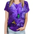 thumbnail image 1 of Fiudx Ofertas y Liquidaciones Blusas Informales de Manga Corta con Cuello Redondo y Estampado a La Moda para Mujer, 1 of 3