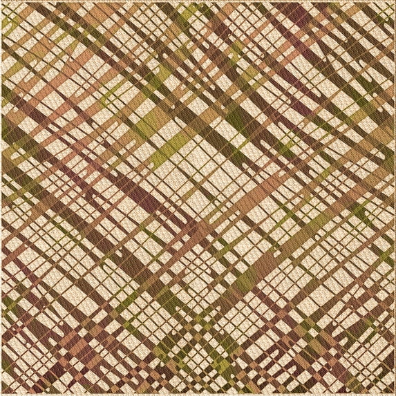 Ahgly Company Indoor Square Patterned Saddle Brown Area Rugs, 6' Square