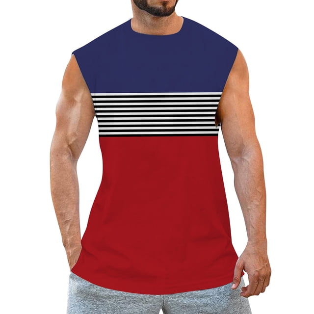 Cathalem Men's Mesh Active Athletic Tech Tank Top Sleeveless T-Shirt Summer Workout Vest Muscle Tee,Red L