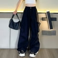 thumbnail image 2 of Coerni Teen Girls Cargo Pants Drawstring Athletic Joggers Y2K Streetwear Cargo Parachute Pants Hip Hop Suit Wide Leg Trousers, 2 of 8