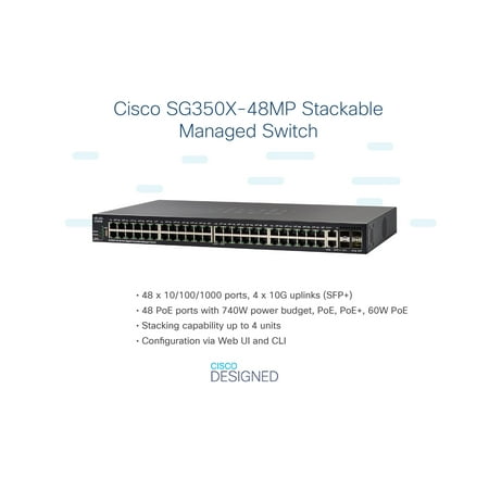 UPC: 0882658807916 | Cisco Small Business SG350X-48MP – Switch – managed – 48 x 10/100/1000 (PoE+) + 2 x combo 10 Gigabit SFP+ + 2 x 10 Gigabit SFP+ – rack-mountable – PoE+ (740 W)
