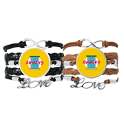 Lover Love The Only Romance Bracelet Hand Strap Leather Rope Wristband Double Set