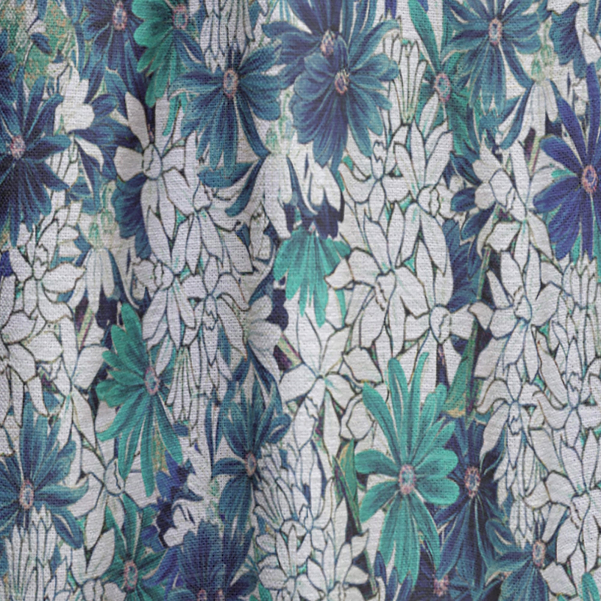 Designart 'Turquoise Of Flowers Pattern' Floral Curtain Panel