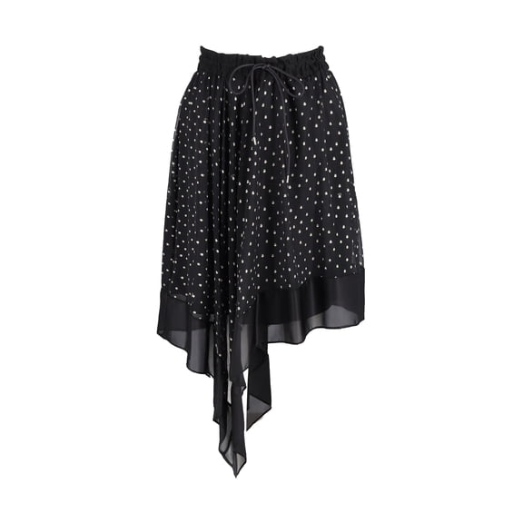 Pre-Owned Sacai Polka-Dot print Asymmetric Skirt in Black Polyester